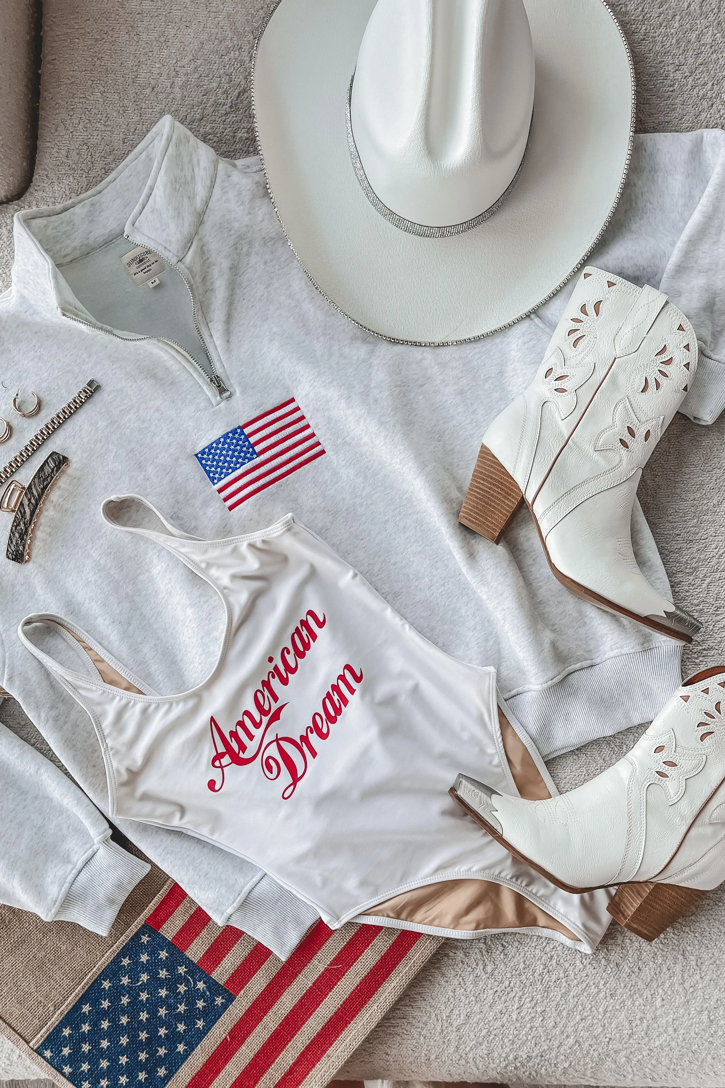 Living The American Dream Open Back One Piece